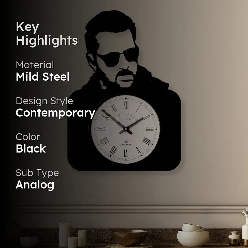 Salman Khan Steel Analog Wall Clock - Black media 2