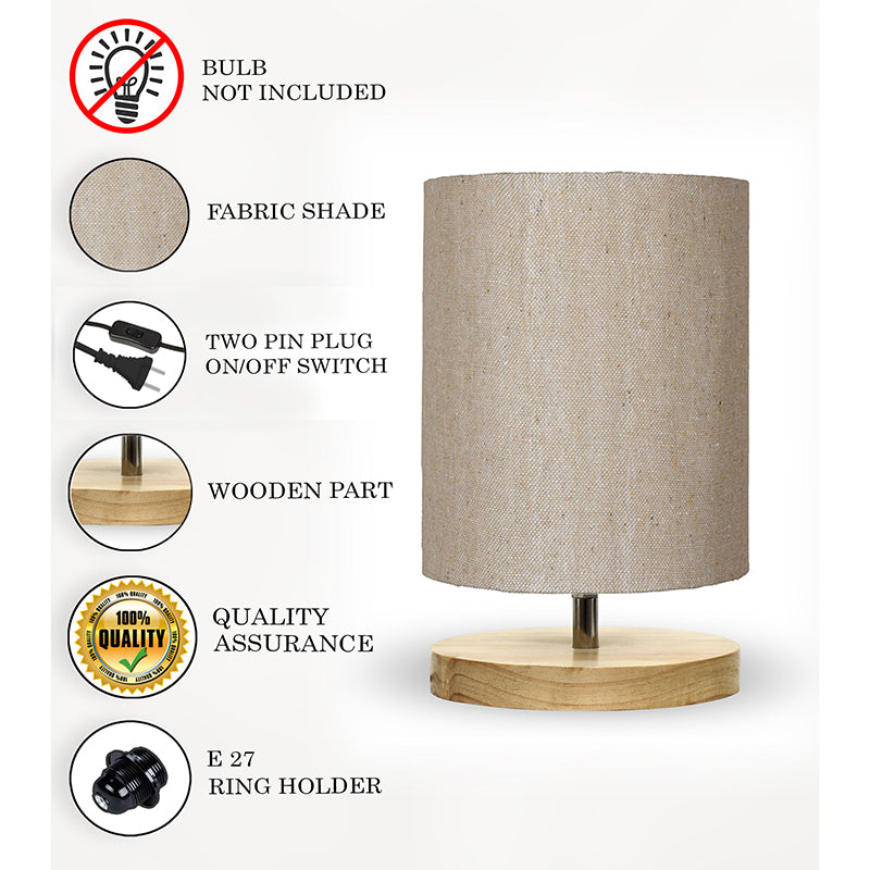 Vinterra Fabric & Wood Table Lamp - Grey media 4