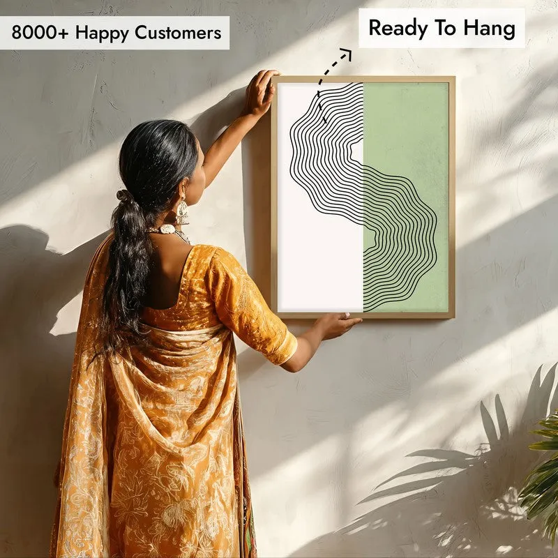 Ondas Green Archival Canvas Wall Art - Natural Brown Frame media 7