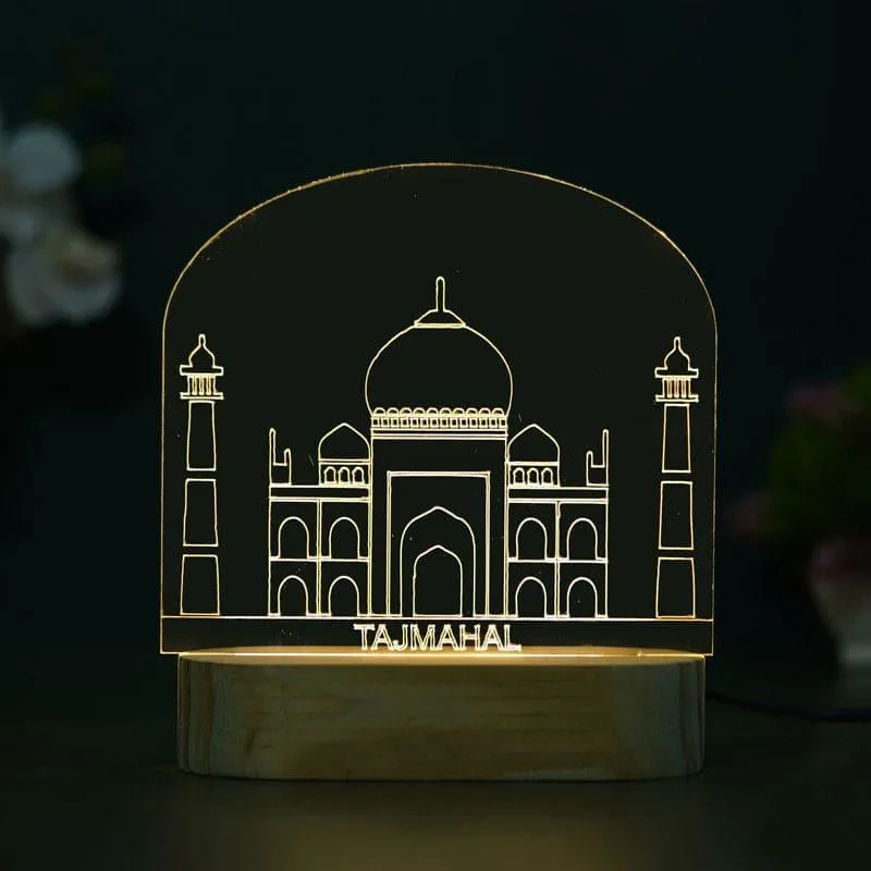 Taj Mahal Glory Luminance LED Acrylic Table Lamp - Brown media 1