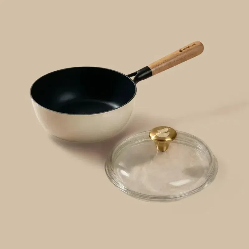 Cumin Co Enamel Cast Iron Sauce Pan (1500 mL) - White media 5