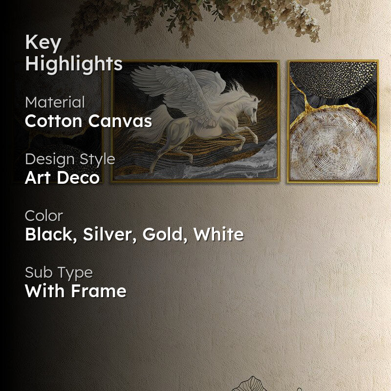 Cassie Golden Cotton Canvas Wall Art - Set Of Three media 2