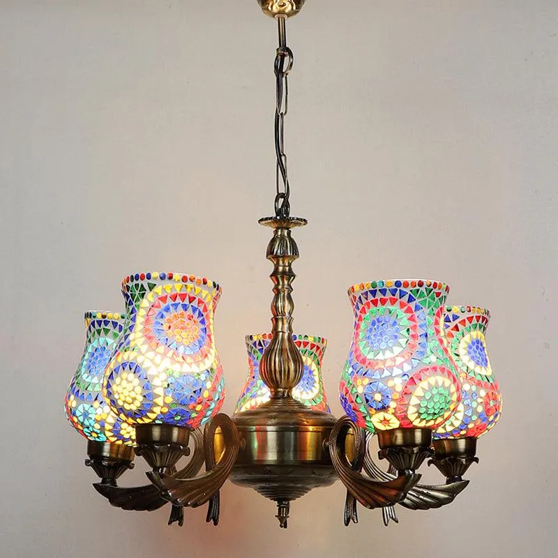Elva Vistara Mosaic Golden Antique Ceiling Lamp media 1