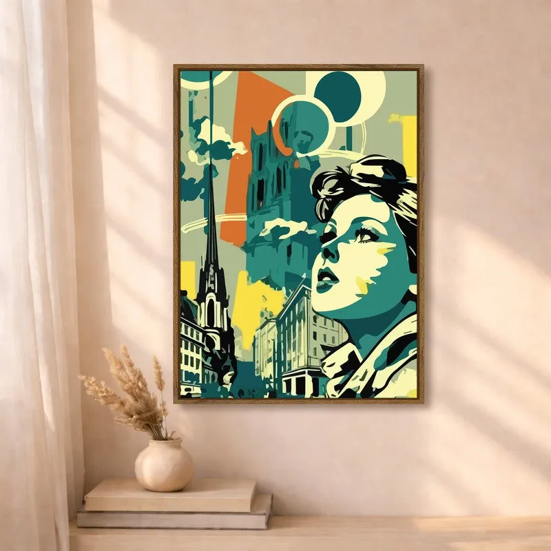 Skyline Lady Canvas Wall Art With Frame media 4