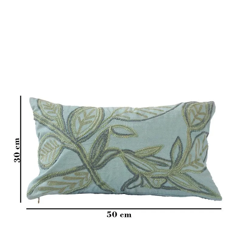 Leafy Garden Embroidered Cotton Cushion media 5