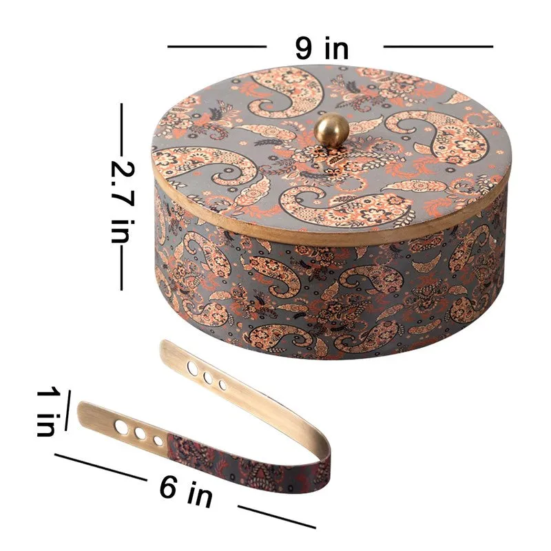 Opulix Mango Wood Round Masala Box - Three Piece Set media 8