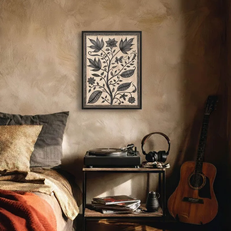 Floral Sketch Canvas Wall Painting With Black Frame media 8