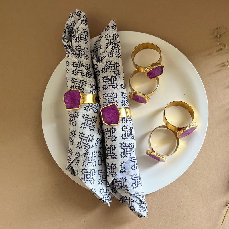 Suzzaine Handcrafted Agate Napkin Rings (Pink) - Set Of Six media 3