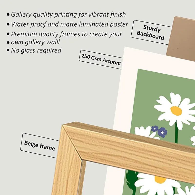 Gul Pari Mughal Paper Wall Art With Frame (Blue) - Set Of Three media 4