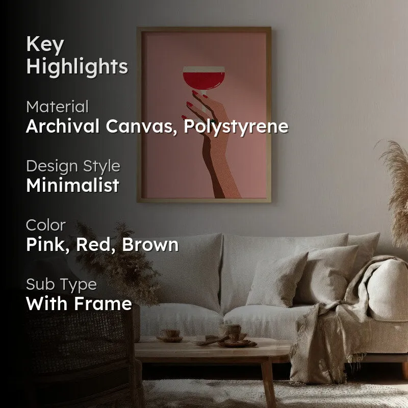 Cocktail Canvas Wall Painting - Brown Frame media 2