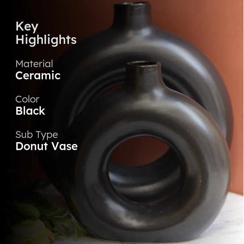 Donut Dalo Vase (Black) - Set Of Two media 2