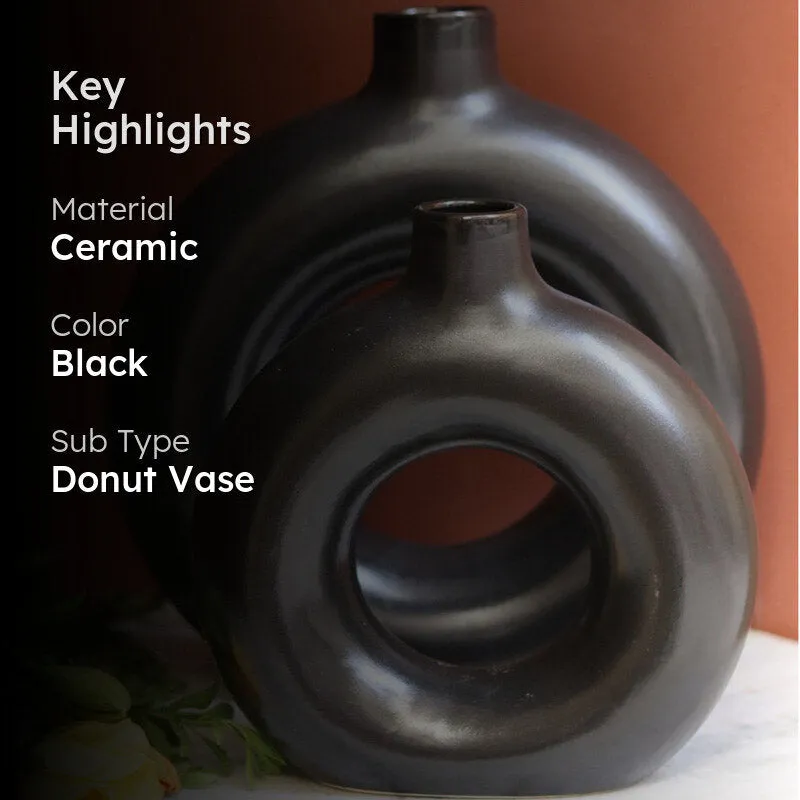 Donut Dalo Vase (Black) - Set Of Two media 2