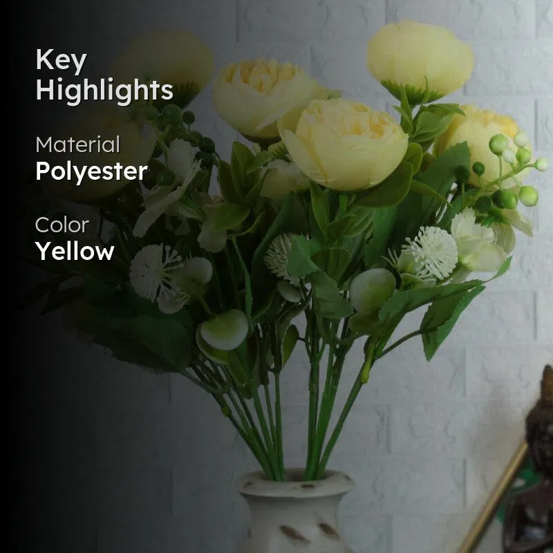 Faux Tropicana Rose Bunch (Yellow)- Set Of Two media 2