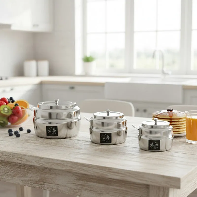 Simmer Silver Stainless Steel Containers - Set of Three media 1