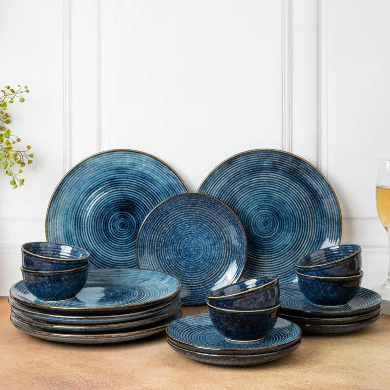 Meghneel Handmade Dinner Set (Blue) - 18 Piece Set media 1