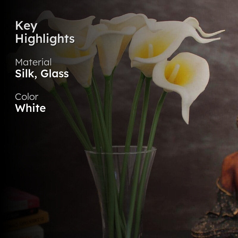 Faux Calla Lily Bunch With Vase (White) - Set Of Ten media 2