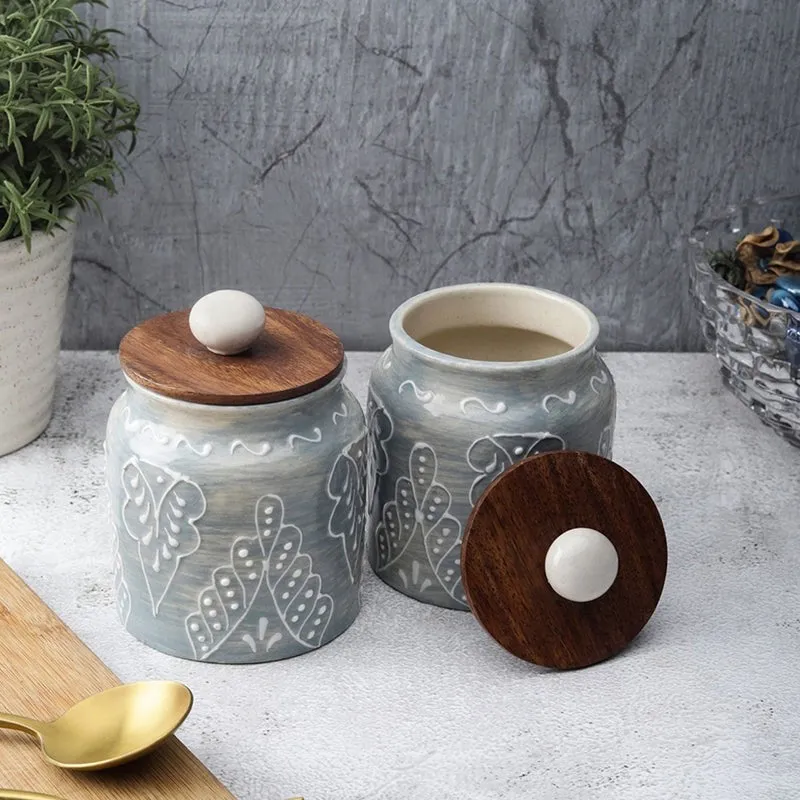 Ebano Ceramic Jar (500 mL Each) - Set Of Two media 1