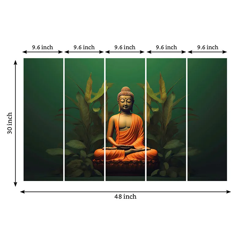 Buddha Of Green Canvas Wall Art - Set Of Five media 9