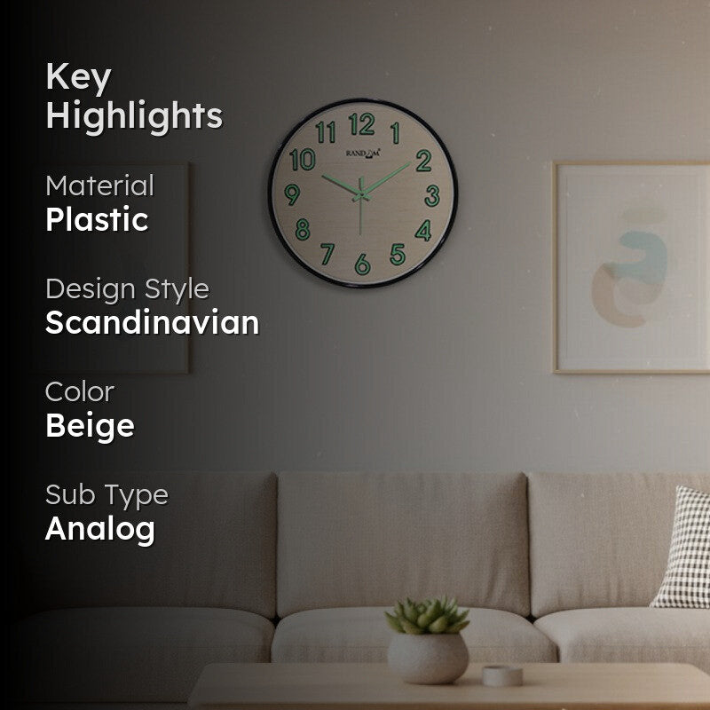 Elvric Round Modern Plastic Wall Clock - Beige media 2