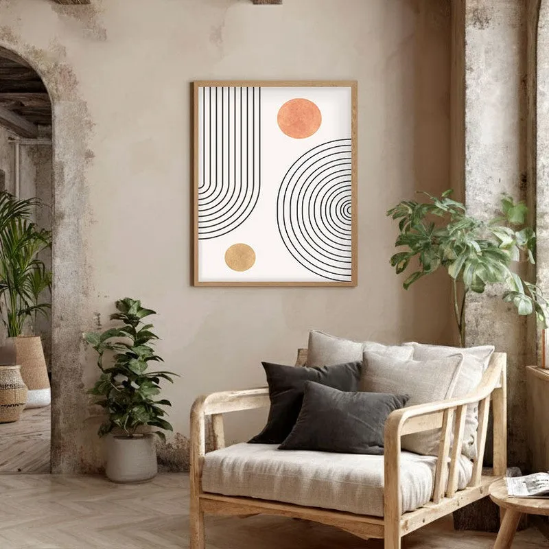 Linear Harmony Canvas Wall Painting With Brown Frame media 5
