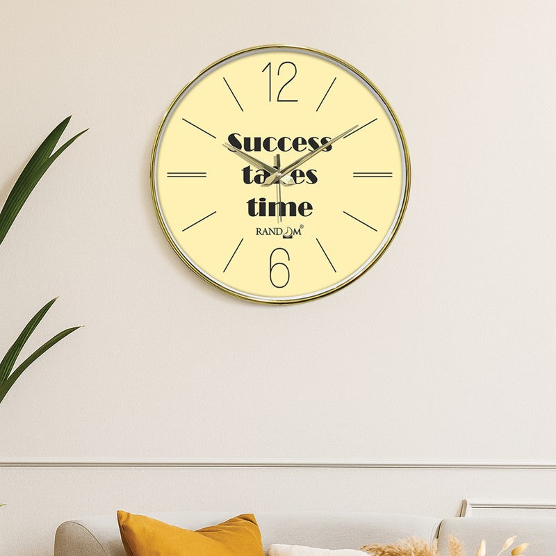 Success Takes Time Round Analog Wall Clock - Yellow