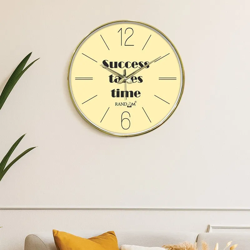 Success Takes Time Round Analog Wall Clock - Yellow media 1