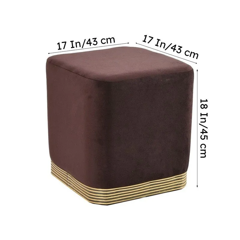 Aureum Solid Velvet Pouffe - Brown media 8
