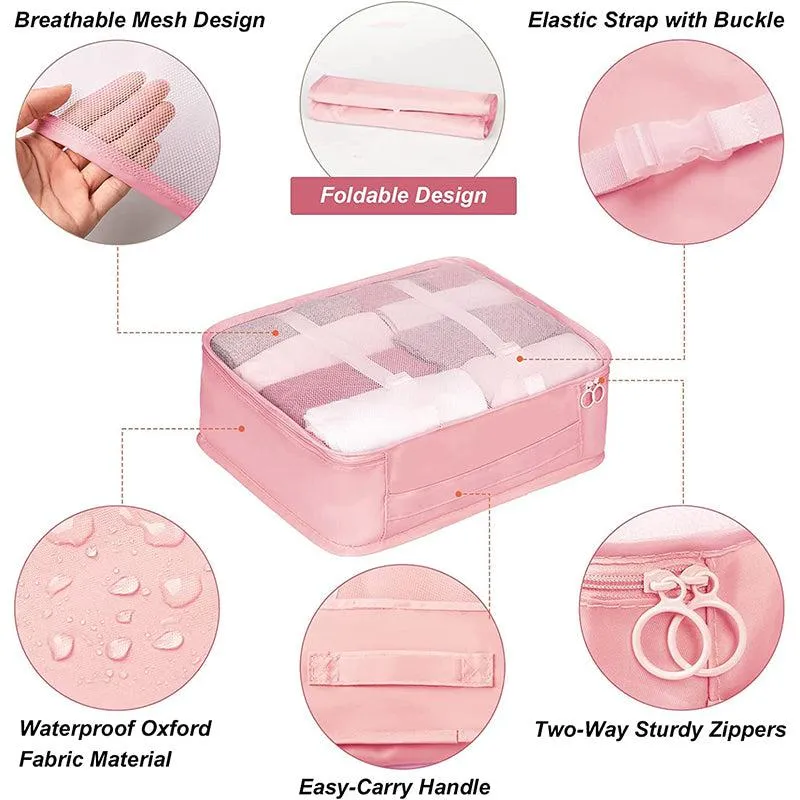 Robbie 7-Piece Pink Travel Organizer Set - Lightweight & Durable media 5