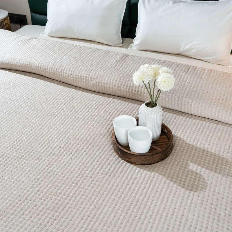 Ivory (Beige Self Stripe Comforter) - Three Piece Set media 3
