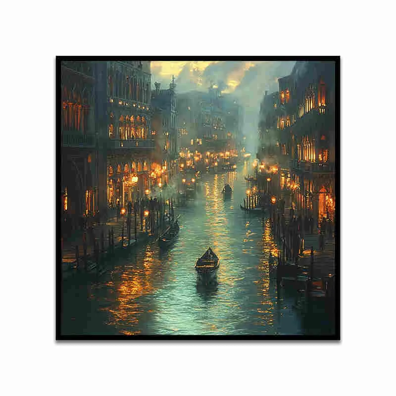 Lights Of Venice Canvas Wall Art With Frame media 4