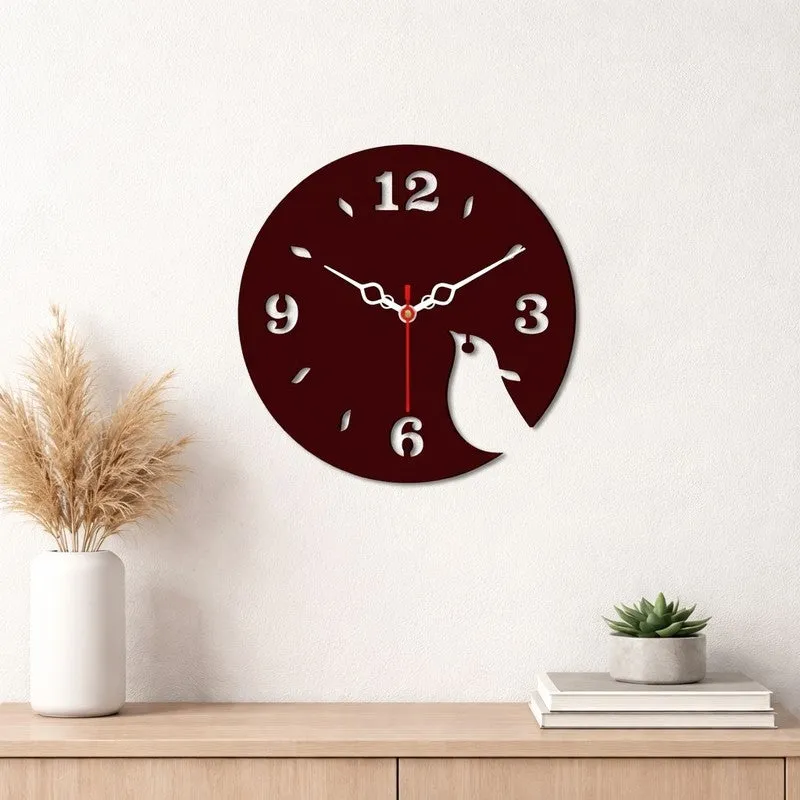 Feather Wing Bird Wooden Wall Clock media 1