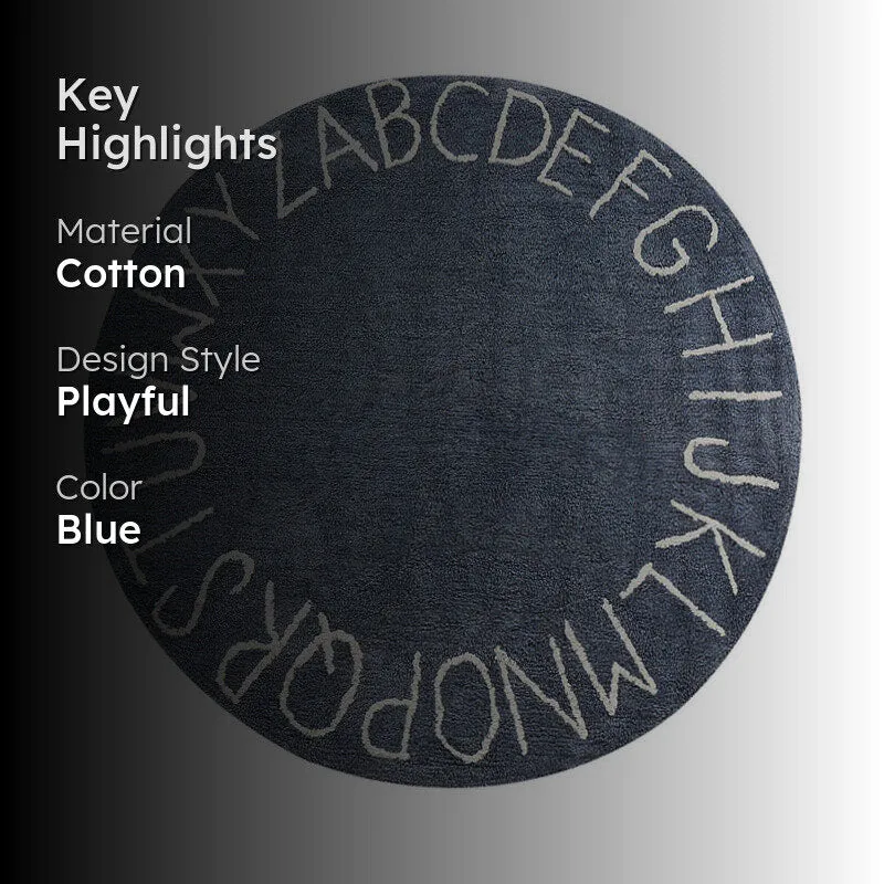 Alphabetica Tufted Cotton Area Rug - Blue media 2