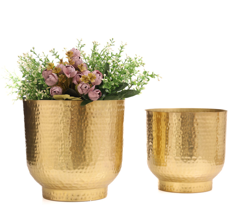 Edo Hammered Golden Planter (Gold) - Set Of Two media 5