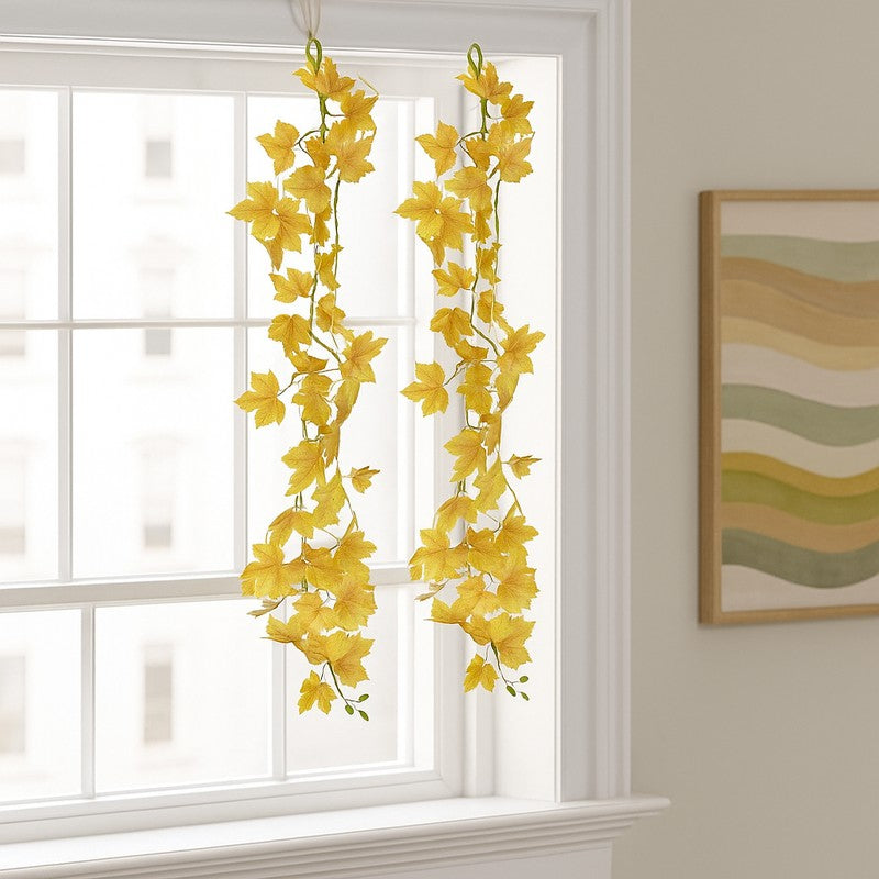 Artificial Yellow Maple Leaf Vine - Set Of Two