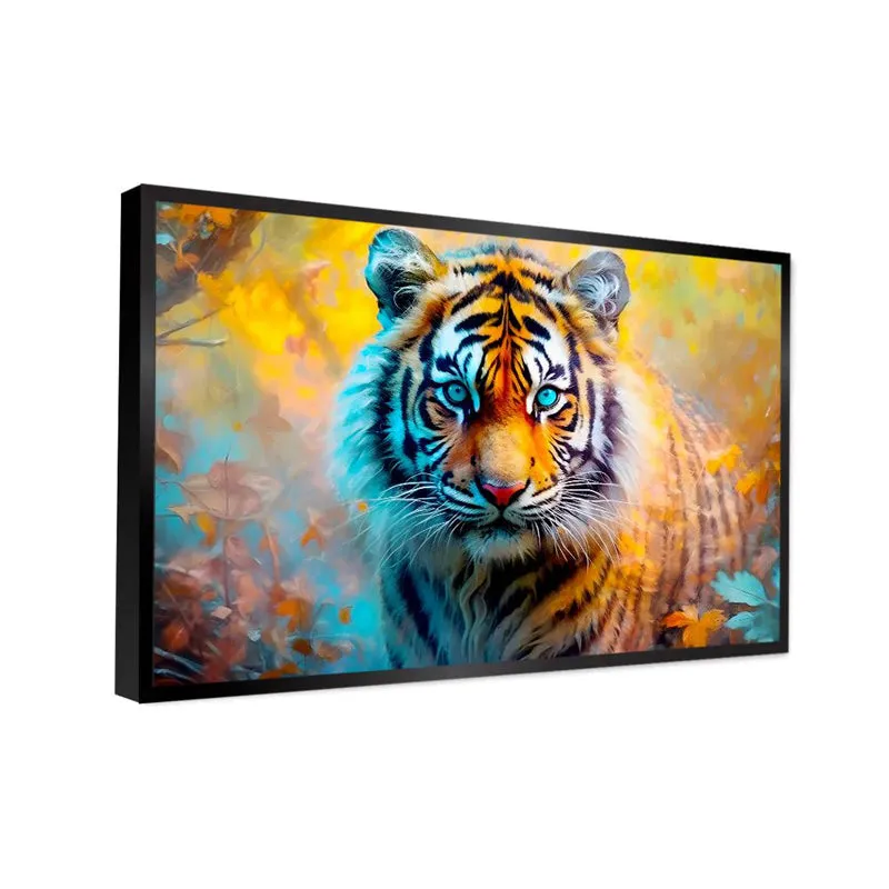 Eye Of The Tiger Canvas Wall Painting With Frame - Black media 4