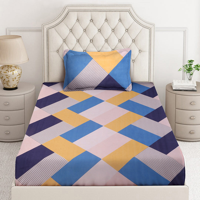 Tile Trace Geometric Bedsheet - 130 GSM media 3