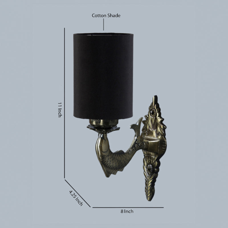Ziada Stiva Cylindrical Fabric & Metal Wall Lamp - Black media 4