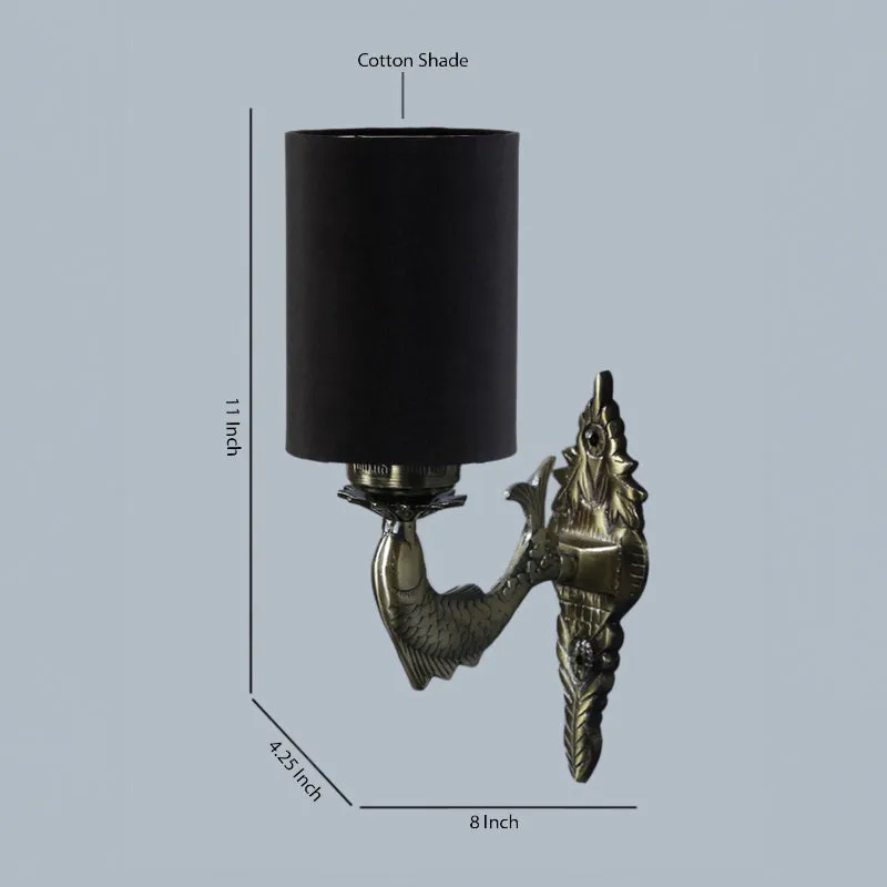 Ziada Stiva Cylindrical Fabric & Metal Wall Lamp - Black media 4