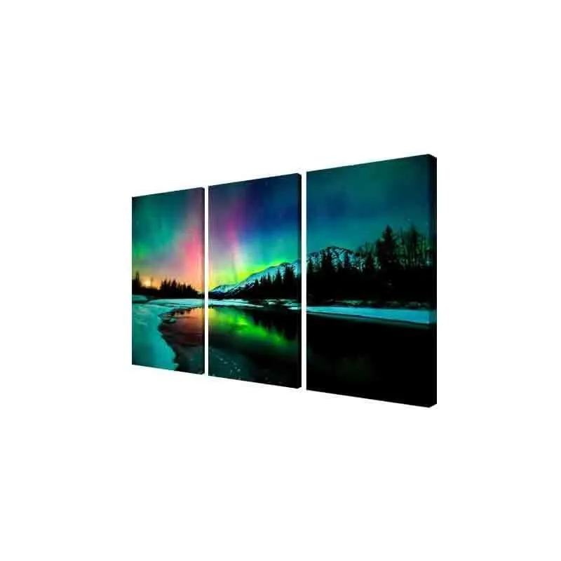 Northern Lights Poly Canvas Wall Art - Three Piece Set media 4