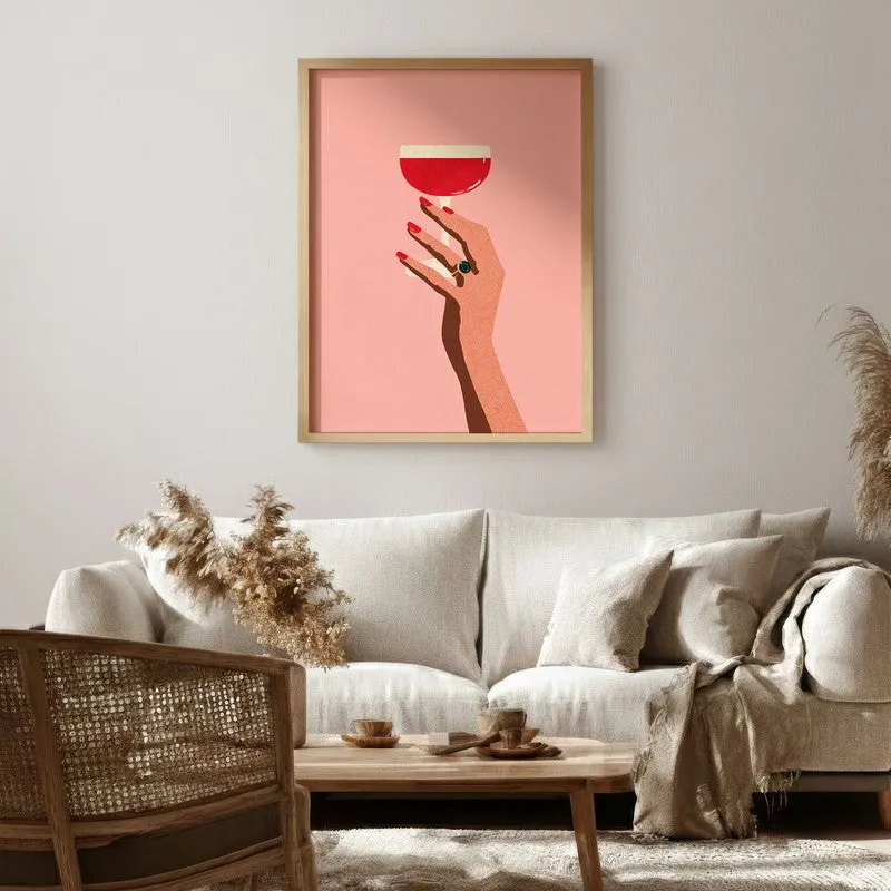 Cocktail Canvas Wall Painting - Brown Frame media 1