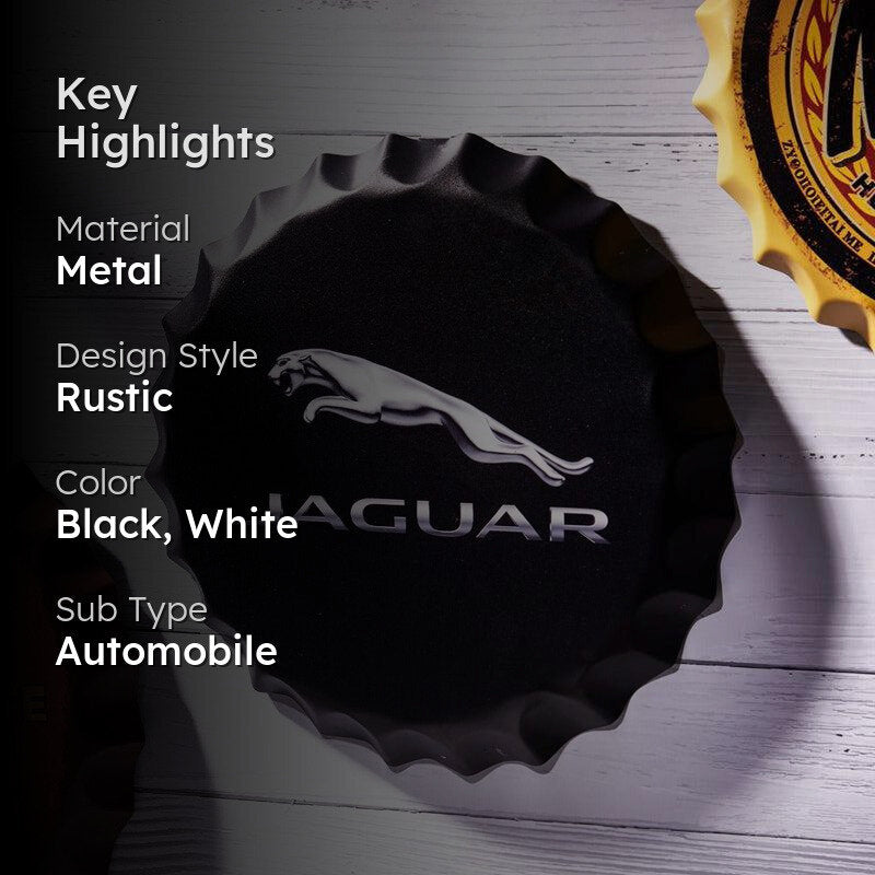 Jaguar Bottle Cap Metal Wall Accent media 2