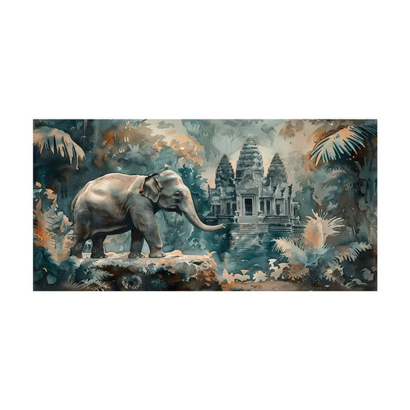 Sacred Temple With Gajendra Poly Canvas Wall painting media 4