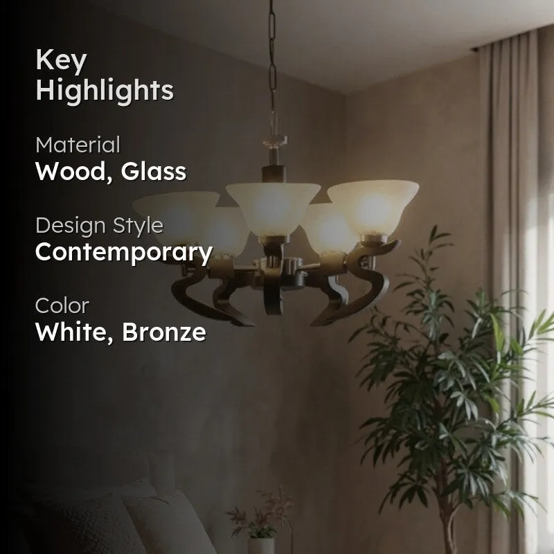 Cresca Wooden Ceiling Lamp - White & Black media 2