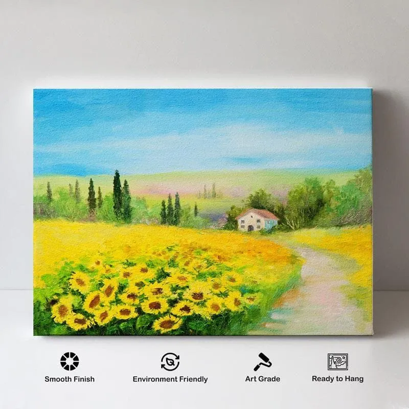 Field Of Sunflowers Canvas Painting - Gallery Wrap media 4