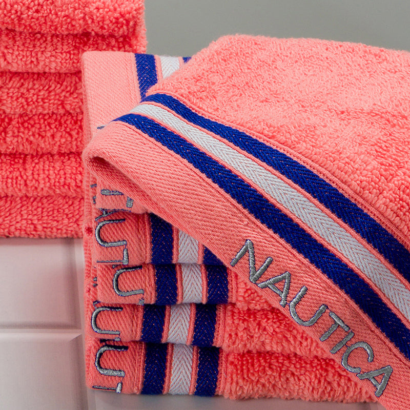 Nautica Dove Down Cotton Hand & Face Towel (Coral) - Set Of Twelve media 3