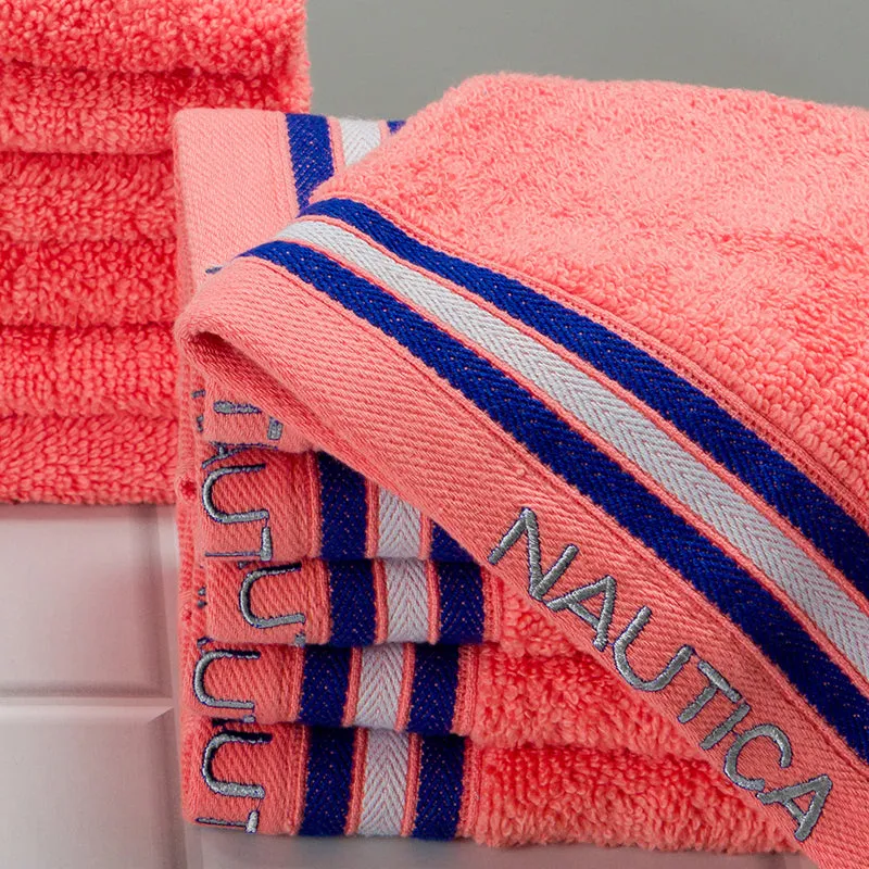 Nautica Dove Down Cotton Hand & Face Towel (Coral) - Set Of Twelve media 3