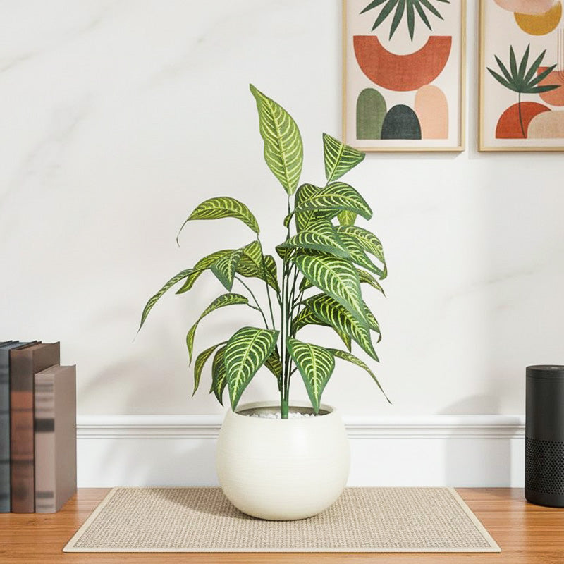Amazonia Artificial Yellow Croton Plant With Black Plastic Pot - 2.3 Feet