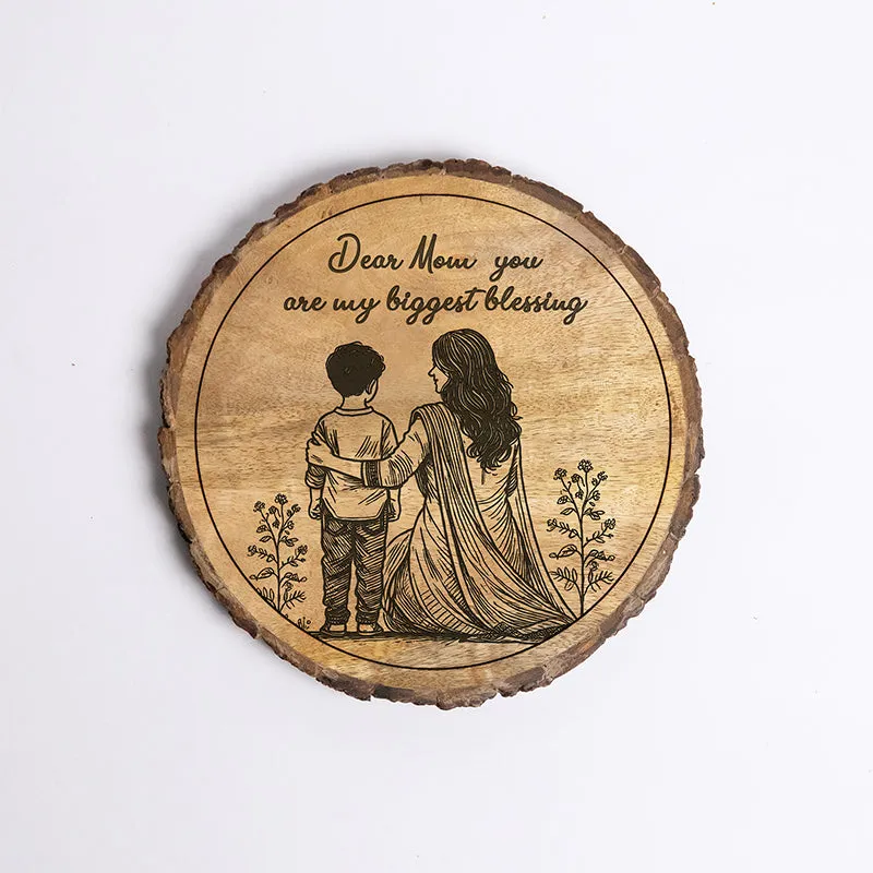 Mom Is Biggest Blessing Wood Showpiece - Round media 5