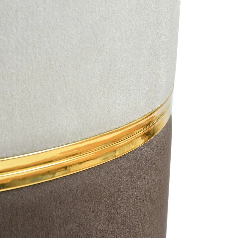 Dualtone Solid Velvet Pouffe - Grey & Coffee media 4
