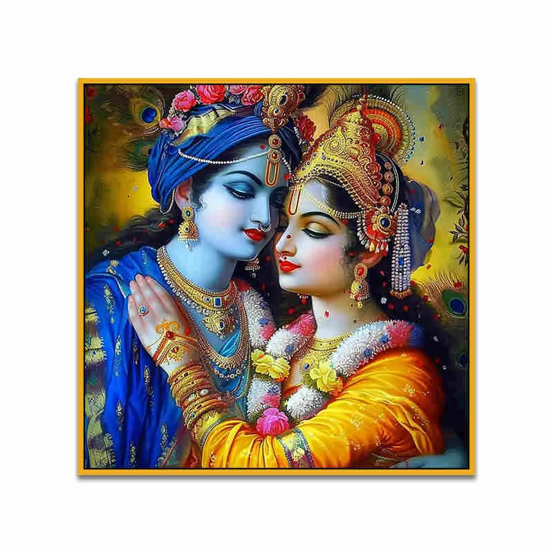 Cosmic Krishna - Radha Canvas Wall Art With Frame media 4
